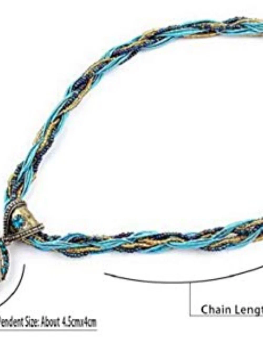 Women Lady Handmade Retro Vintage Bohemian Style Twist Woven Rope Chain Turquois